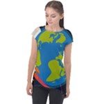Spaceship Design Cap Sleeve High Low Top