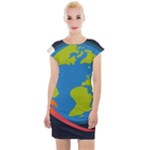 Spaceship Design Cap Sleeve Bodycon Dress