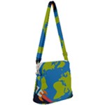Spaceship Design Zipper Messenger Bag