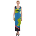 Spaceship Design Fitted Maxi Dress
