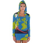 Spaceship Design Long Sleeve Hooded T-shirt