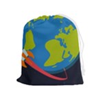 Spaceship Design Drawstring Pouch (XL)