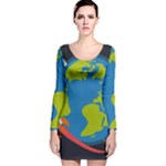 Spaceship Design Long Sleeve Velvet Bodycon Dress