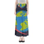 Spaceship Design Full Length Maxi Skirt