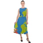 Spaceship Design Midi Tie-Back Chiffon Dress