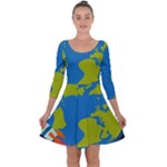 Spaceship Design Quarter Sleeve Skater Dress