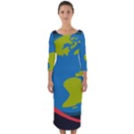 Spaceship Design Quarter Sleeve Midi Bodycon Dress