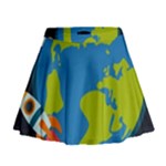 Spaceship Design Mini Flare Skirt