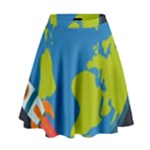 Spaceship Design High Waist Skirt