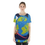 Spaceship Design Skirt Hem Sports Top