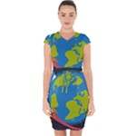 Spaceship Design Capsleeve Drawstring Dress 