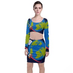 Long Sleeve Crop Top & Bodycon Skirt Set 