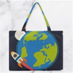 Spaceship Design Zipper Medium Tote Bag