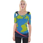 Spaceship Design Wide Neckline T-Shirt
