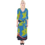 Spaceship Design Quarter Sleeve Wrap Maxi Dress