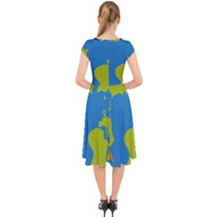 Cap Sleeve Front Wrap Midi Dress 