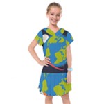 Spaceship Design Kids  Drop Waist Dress