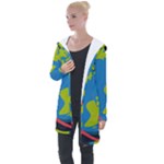Spaceship Design Longline Hooded Cardigan