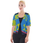 Spaceship Design Cropped Button Cardigan