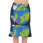 Spaceship Design Short Mermaid Skirt
