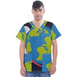 Spaceship Design Men s V-Neck Scrub Top