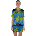 Spaceship Design Satin Short Sleeve Pajamas Set