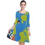 Spaceship Design Quarter Sleeve Waist Band Dress