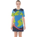 Spaceship Design Sixties Short Sleeve Mini Dress