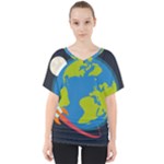 Spaceship Design V-Neck Dolman Drape Top