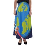 Spaceship Design Flared Maxi Skirt