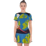 Spaceship Design Drop Hem Mini Chiffon Dress