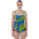 Spaceship Design Twist Front Tankini Set
