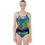 Spaceship Design Cut Out Top Tankini Set