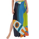 Spaceship Design Maxi Chiffon Tie-Up Sarong