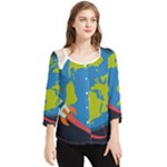 Spaceship Design Chiffon Quarter Sleeve Blouse