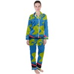 Spaceship Design Women s Long Sleeve Satin Pajamas Set	