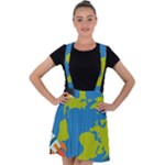 Spaceship Design Velvet Suspender Skater Skirt