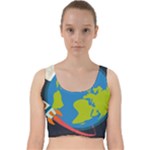 Spaceship Design Velvet Racer Back Crop Top