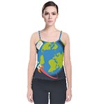 Spaceship Design Velvet Spaghetti Strap Top