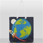 Spaceship Design Full Print Rope Handle Tote (Large)
