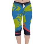 Spaceship Design Velvet Capri Leggings 
