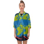 Spaceship Design Half Sleeve Chiffon Kimono