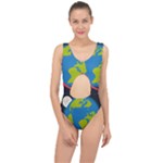 Spaceship Design Center Cut Out Swimsuit