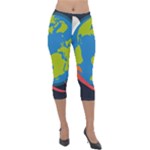 Spaceship Design Lightweight Velour Capri Leggings 