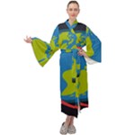 Spaceship Design Maxi Velvet Kimono
