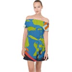 Spaceship Design Off Shoulder Chiffon Dress