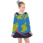 Spaceship Design Kids  Long Sleeve Dress