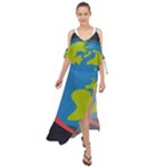 Spaceship Design Maxi Chiffon Cover Up Dress