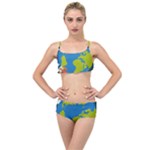 Spaceship Design Layered Top Bikini Set