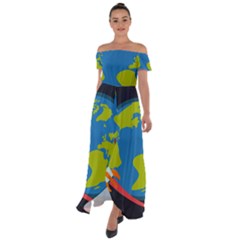 Off Shoulder Open Front Chiffon Dress 
